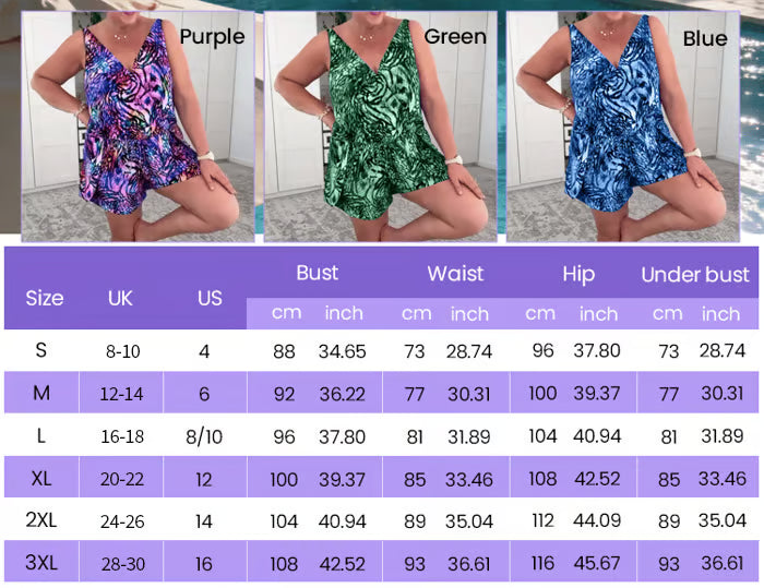 V Neck Colorful Print One Piece Swimsuit