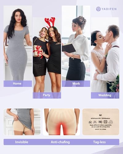 YADIFEN Shapewear for Women Tummy Control, Mid Waist Body Shaper Shorts Butt Lifting Seamless Shapewear Under Dresses