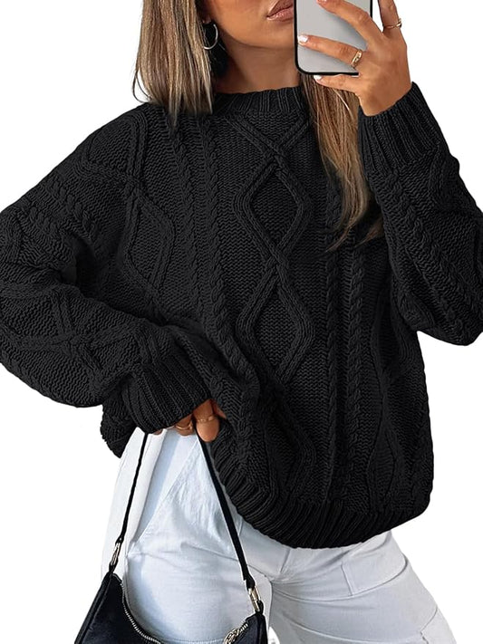 Trendy Queen Women's Oversized Cable Knit Sweaters 2026 Fall Outfit