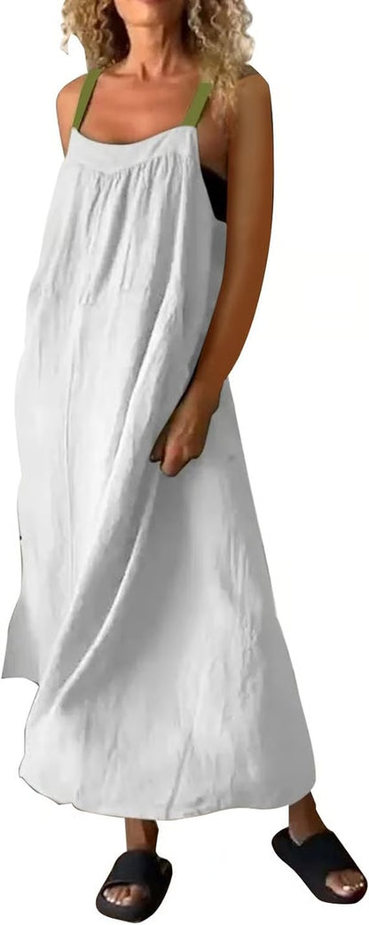 Women's Simple Cotton Linen Sling Dress🔥