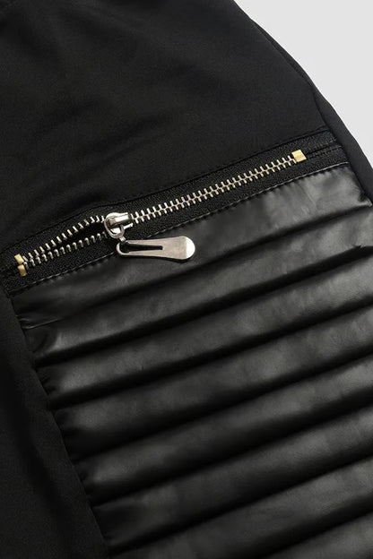 FAUX LEATHER PANTS WITH CONTRASTING TRIM AND ZIPPER✨