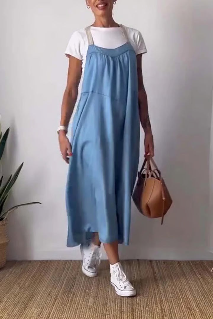 Women's Simple Cotton Linen Sling Dress🔥