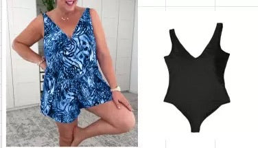 V Neck Colorful Print One Piece Swimsuit