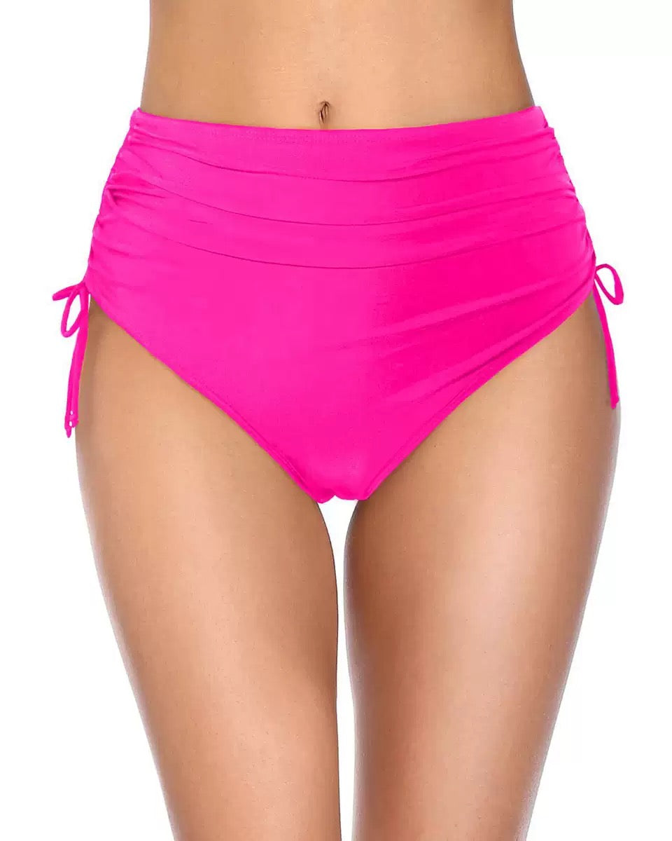 Women's High Waisted Bikini Bottoms Full Coverage Tummy Control Swim Bottom String Tie Side Tankini Brief