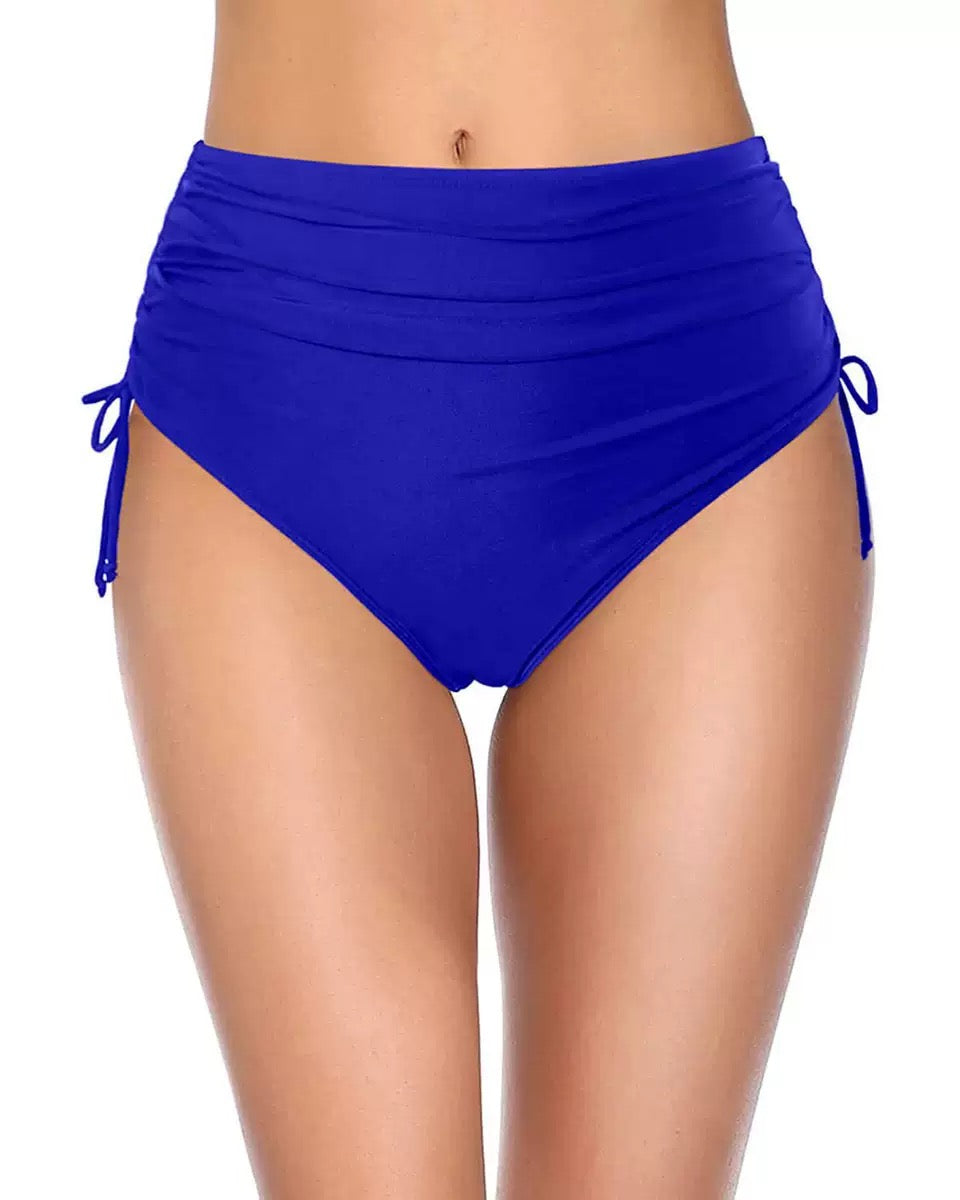 Women's High Waisted Bikini Bottoms Full Coverage Tummy Control Swim Bottom String Tie Side Tankini Brief