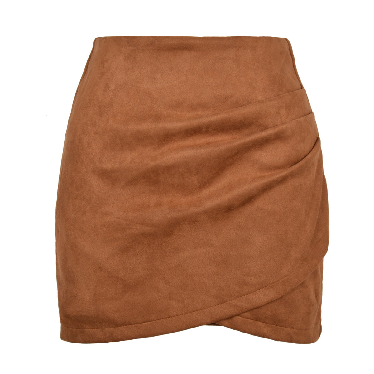 Faux Suede Mini Skirts for Women Ruched Wrap Skorts