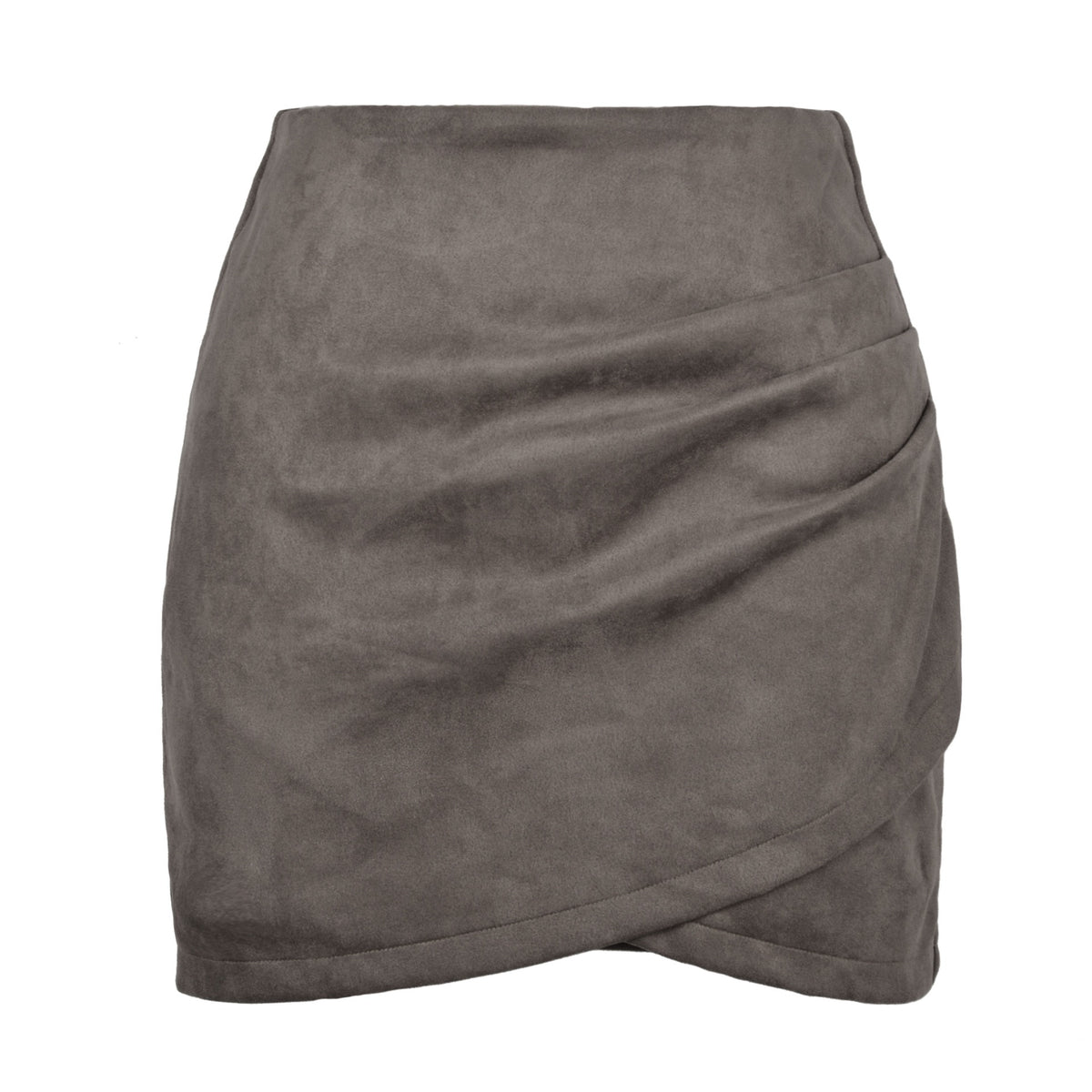 Faux Suede Mini Skirts for Women Ruched Wrap Skorts