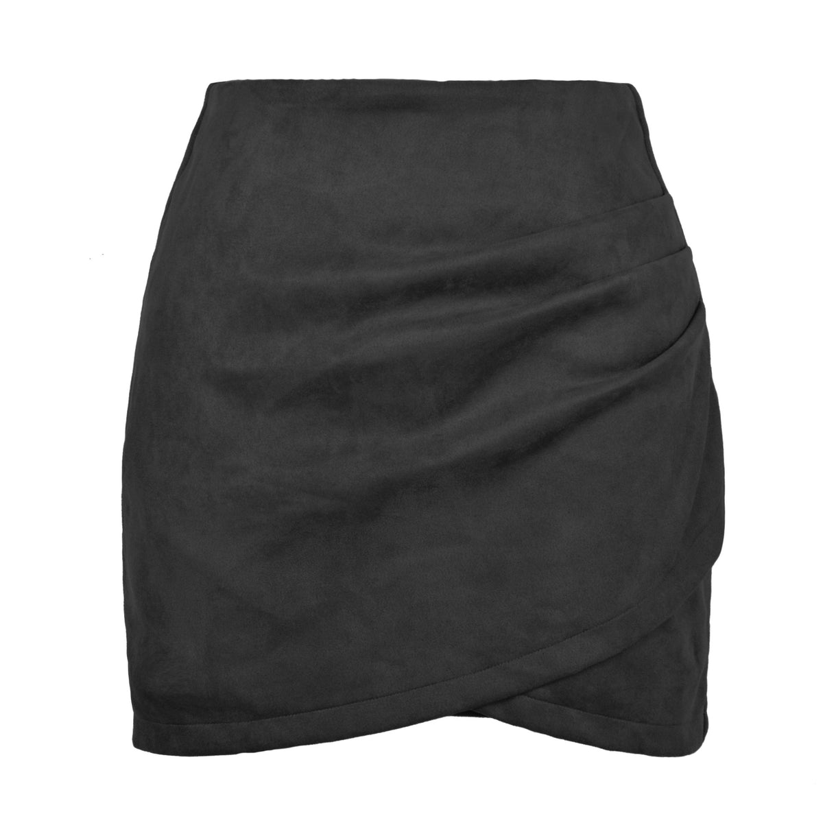 Faux Suede Mini Skirts for Women Ruched Wrap Skorts