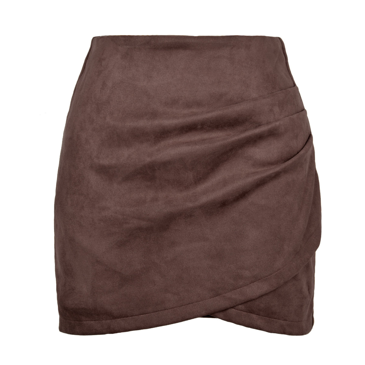 Faux Suede Mini Skirts for Women Ruched Wrap Skorts