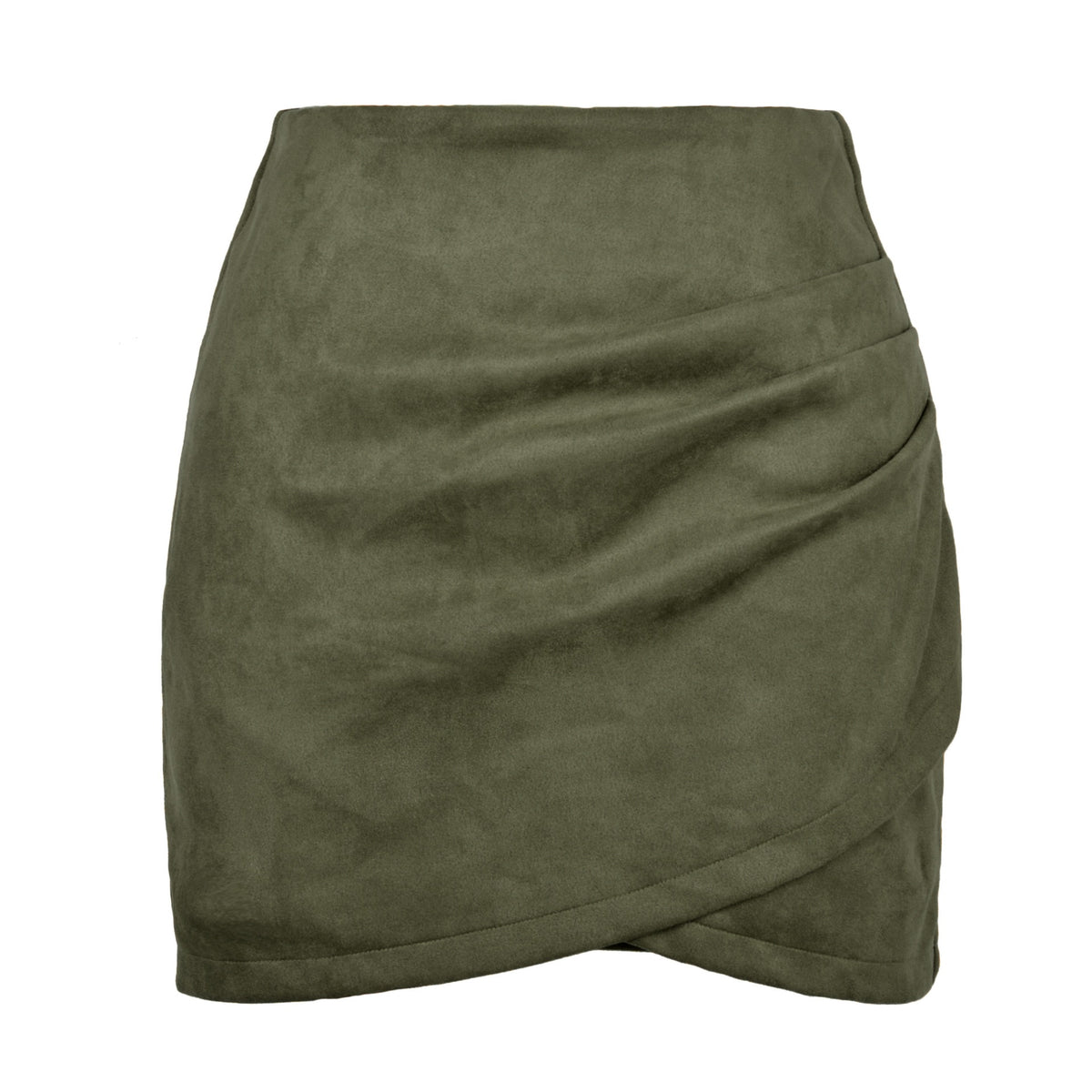 Faux Suede Mini Skirts for Women Ruched Wrap Skorts