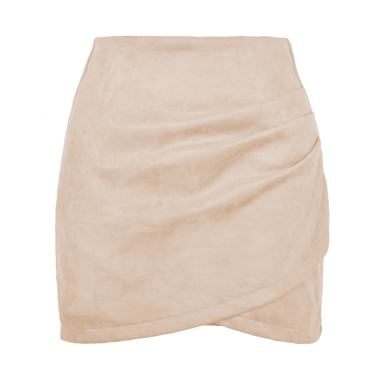 Faux Suede Mini Skirts for Women Ruched Wrap Skorts