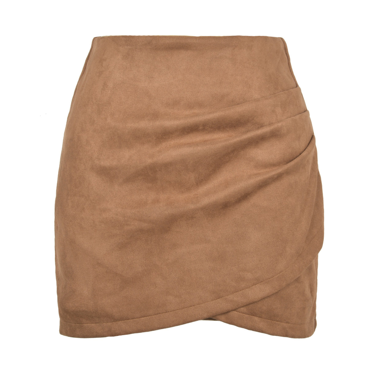 Faux Suede Mini Skirts for Women Ruched Wrap Skorts