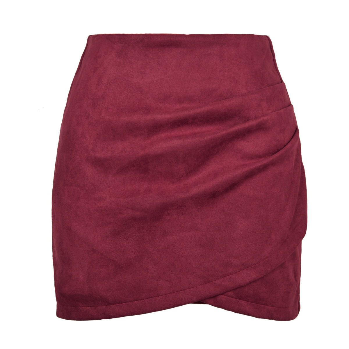 Faux Suede Mini Skirts for Women Ruched Wrap Skorts