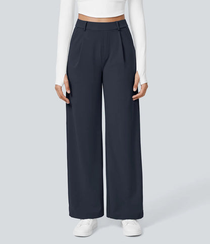 Dress Pants Women High Waisted Work Pants Ladies Wide Leg Trousers