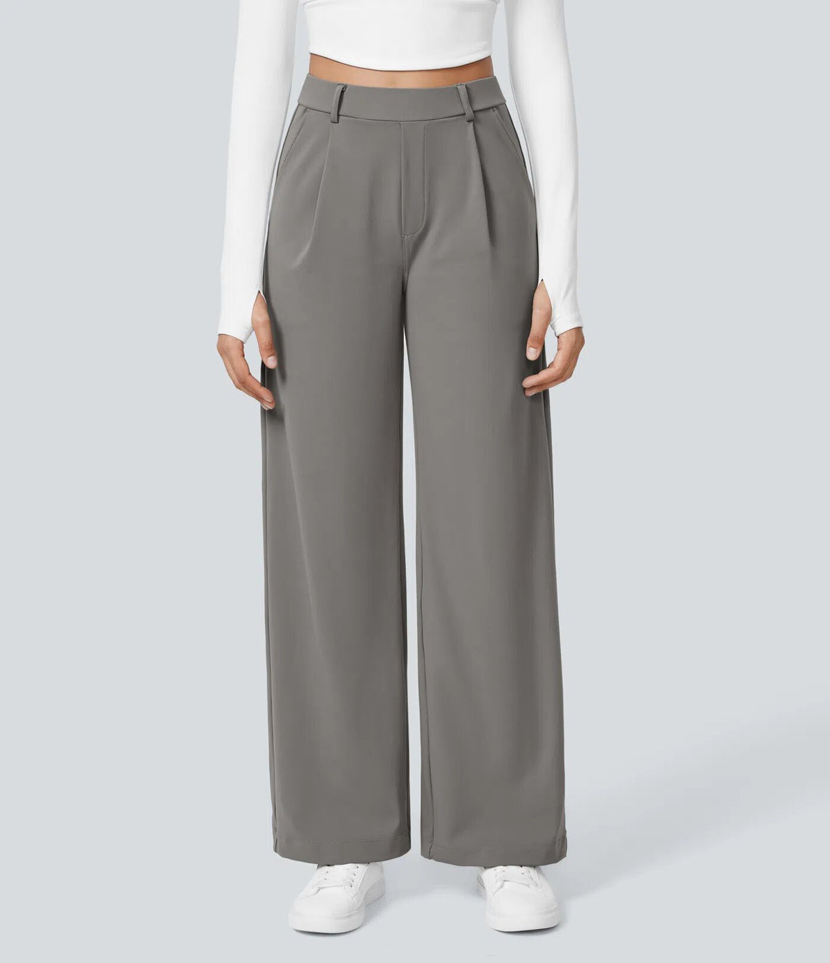 Dress Pants Women High Waisted Work Pants Ladies Wide Leg Trousers