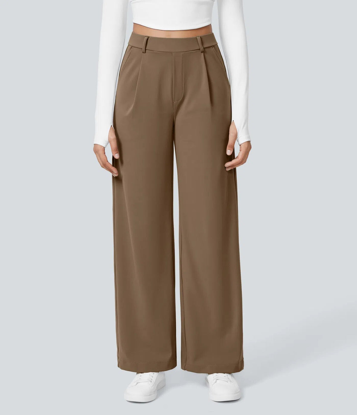 Dress Pants Women High Waisted Work Pants Ladies Wide Leg Trousers