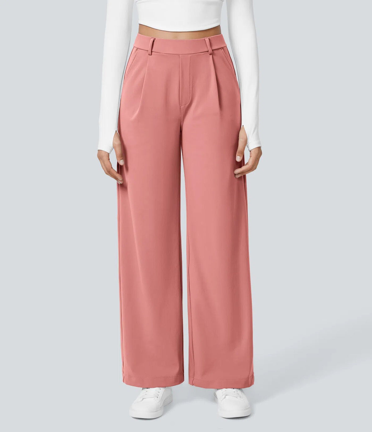 Dress Pants Women High Waisted Work Pants Ladies Wide Leg Trousers