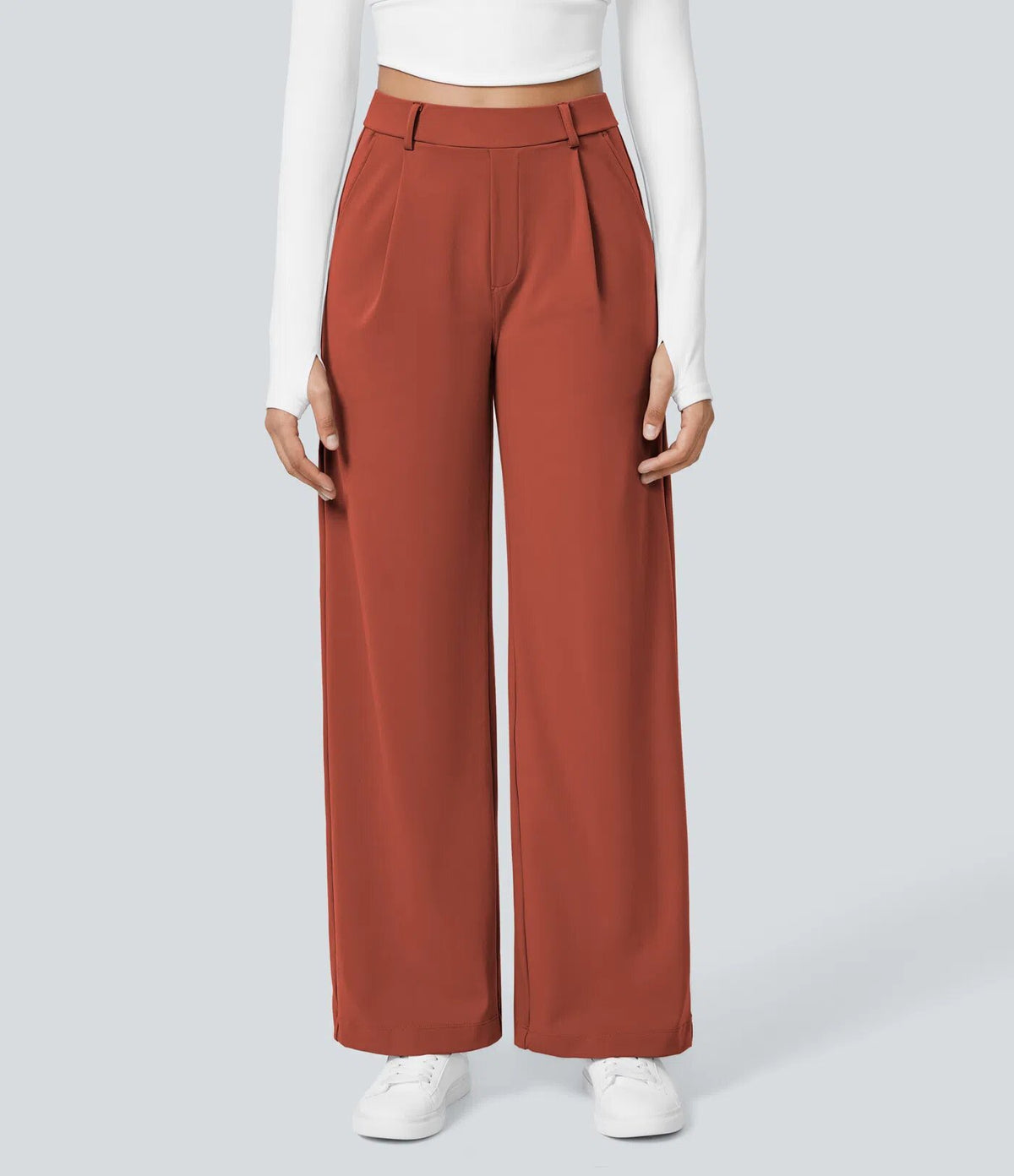 Dress Pants Women High Waisted Work Pants Ladies Wide Leg Trousers