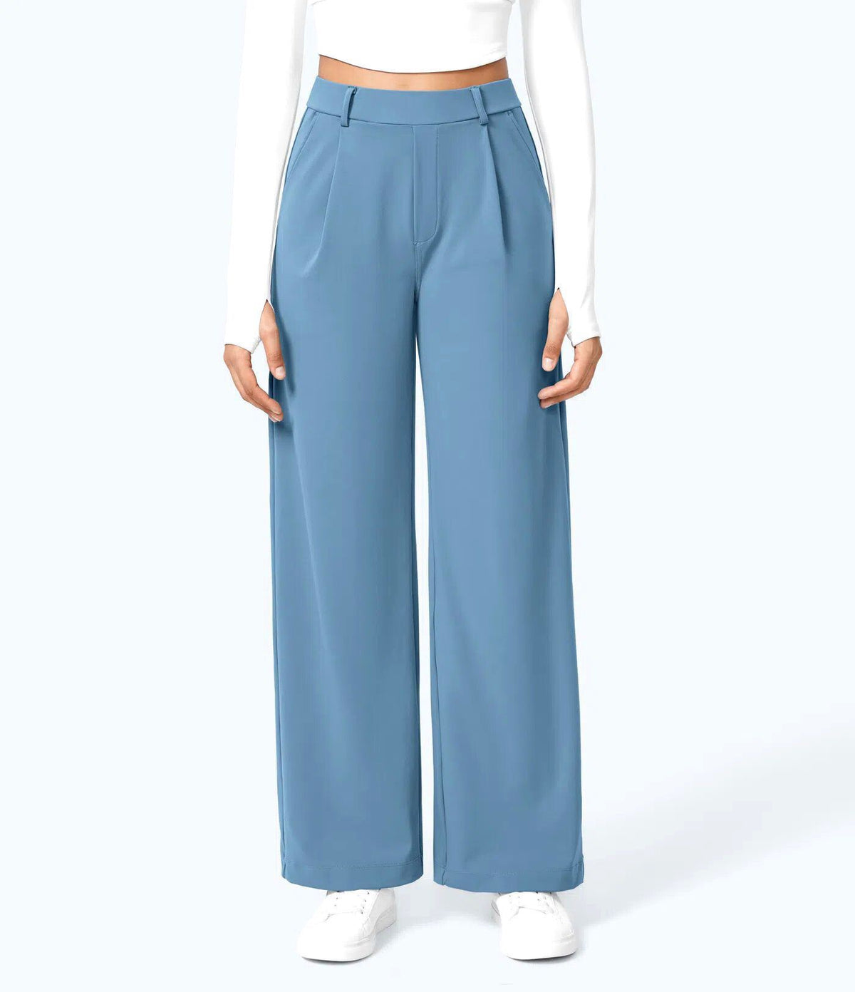 Dress Pants Women High Waisted Work Pants Ladies Wide Leg Trousers