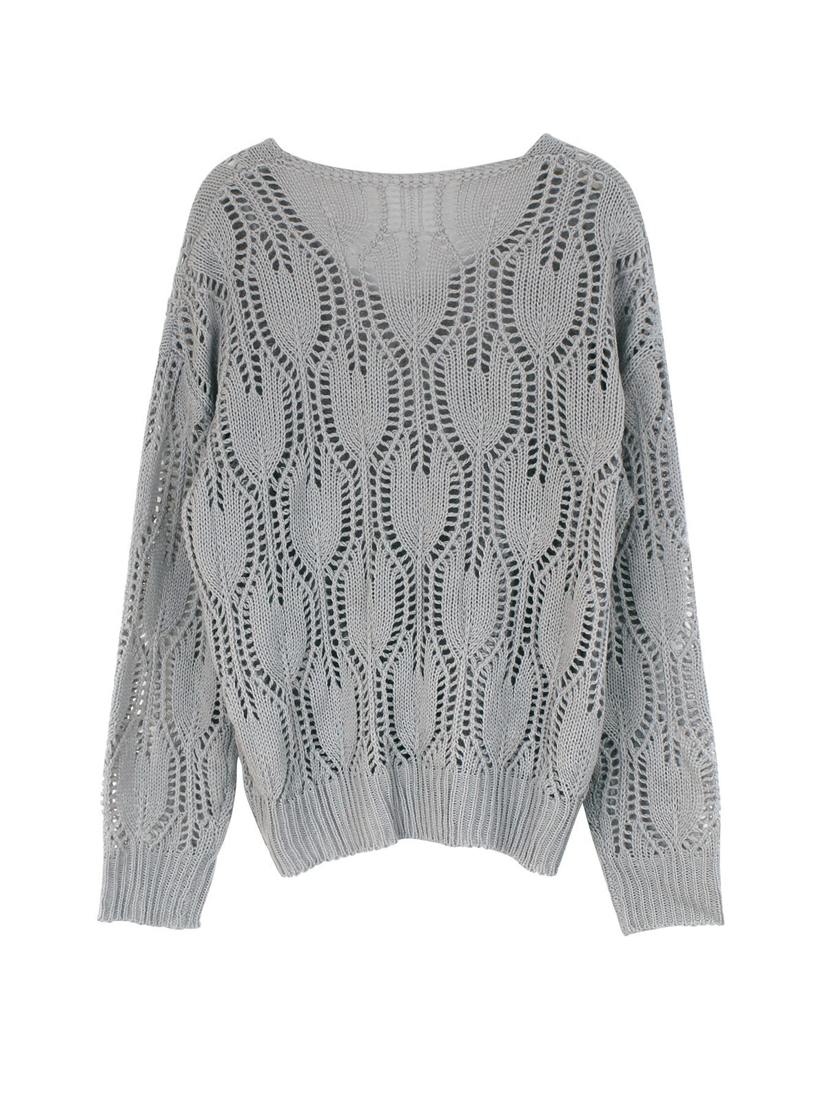 Women's Sweaters V Neck Crochet Hollow Out Winter Pullover Sweaters