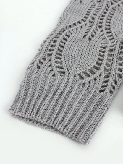 Women's Sweaters V Neck Crochet Hollow Out Winter Pullover Sweaters