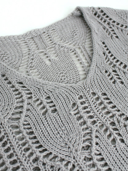 Women's Sweaters V Neck Crochet Hollow Out Winter Pullover Sweaters