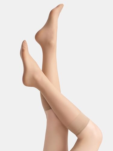 leg elegant Sheer Knee High Stockings for Women, 6 Pairs Knee High Transparent Toes Nylons Pantyhose for Women