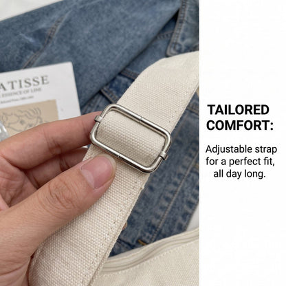 Distressed Canvas Messenger Bag - Multi-Zipper Layered Design