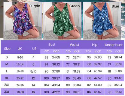V Neck Colorful Print One Piece Swimsuit