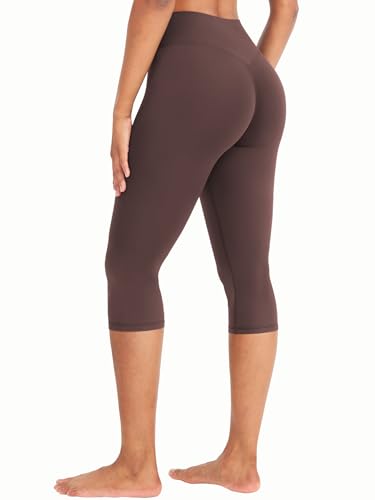 Womens Workout Capri Leggings 17" No Front Seam High Waisted Hidden Scrunch Gym Yoga Pants