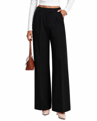 Dress Pants Women High Waisted Work Pants Ladies Wide Leg Trousers