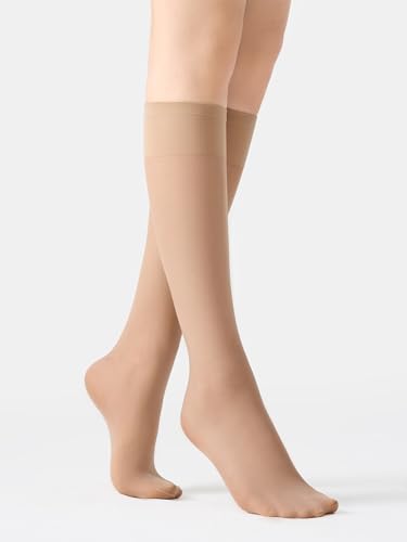leg elegant Sheer Knee High Stockings for Women, 6 Pairs Knee High Transparent Toes Nylons Pantyhose for Women