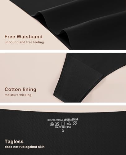 Thongs for Womens High Waisted Seamless for Women Underwear Sexy Breathable Panties 6 Pack
