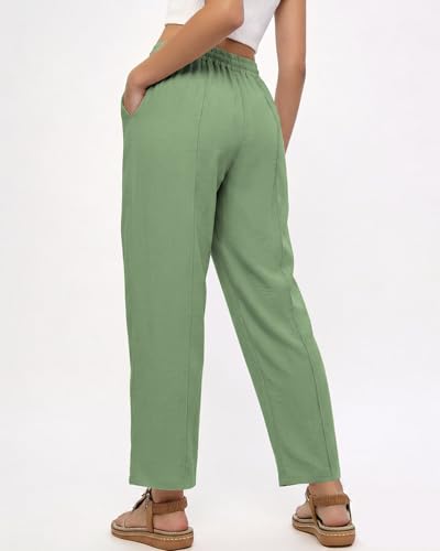 Women's Casual Cropped Pants Loose Casual Palazzo Trousers Drawstring Wide Leg Lounge Pants with Pockets