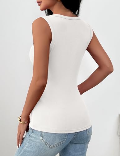 Zeagoo Womens Square Neck Ribbed Tank Tops 2026 Summer Casual Slim Fit Basic Sleeveless Shirts Cute Going Out Top
