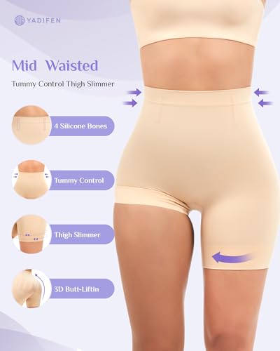 YADIFEN Shapewear for Women Tummy Control, Mid Waist Body Shaper Shorts Butt Lifting Seamless Shapewear Under Dresses
