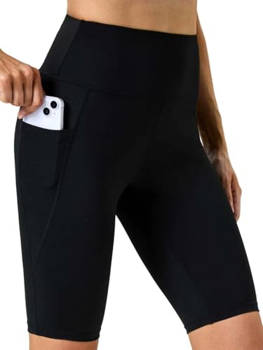 11" Biker Shorts Women with Pockets - Tummy Control Running Workout Gym Yoga Athletic Spandex Long Shorts