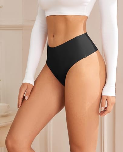 Thongs for Womens High Waisted Seamless for Women Underwear Sexy Breathable Panties 6 Pack