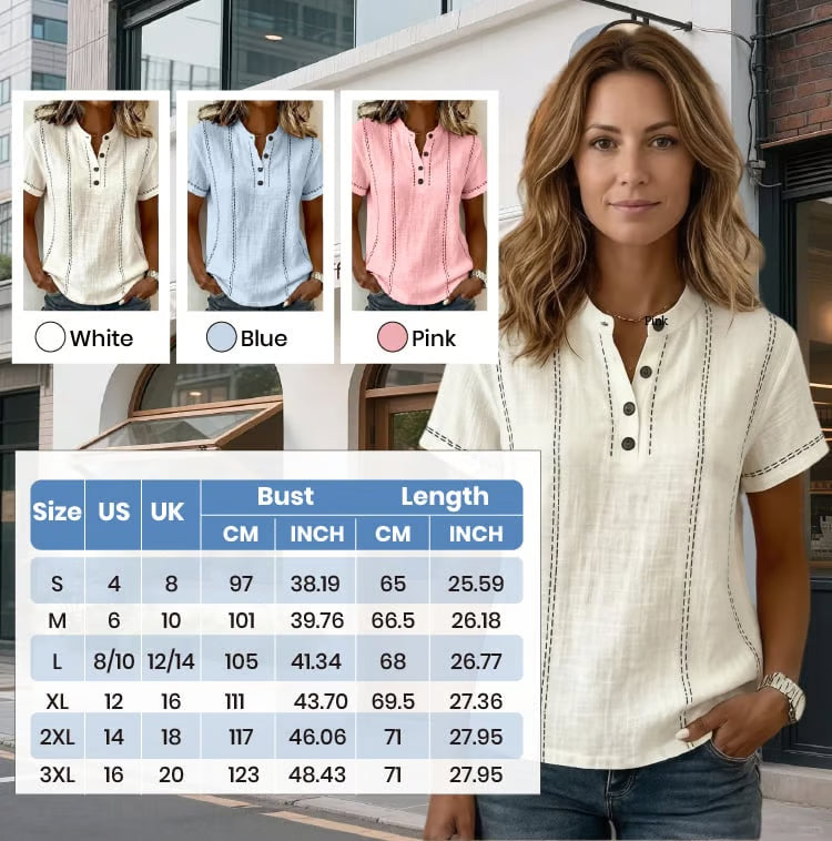 Fashion Casual Button V-Neck T-Shirt
