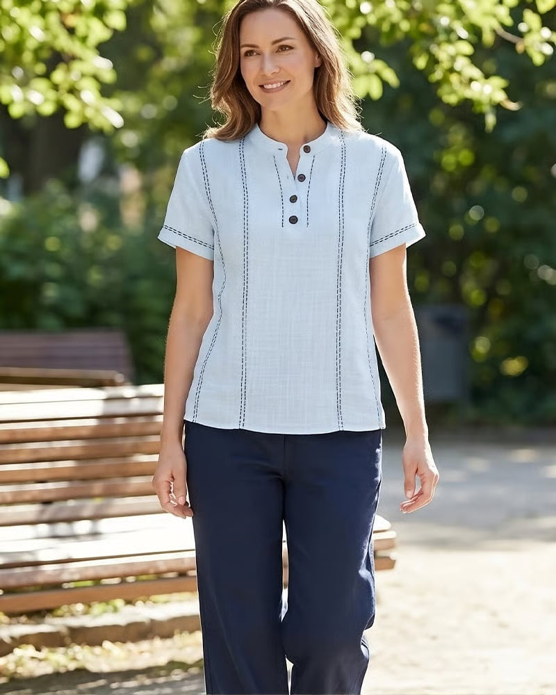 Fashion Casual Button V-Neck T-Shirt