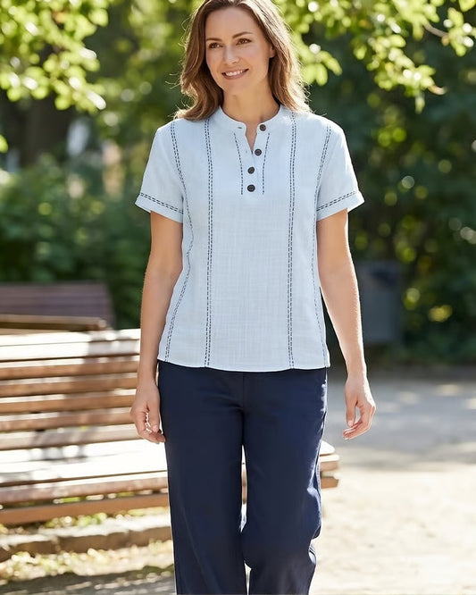Fashion Casual Button V-Neck T-Shirt