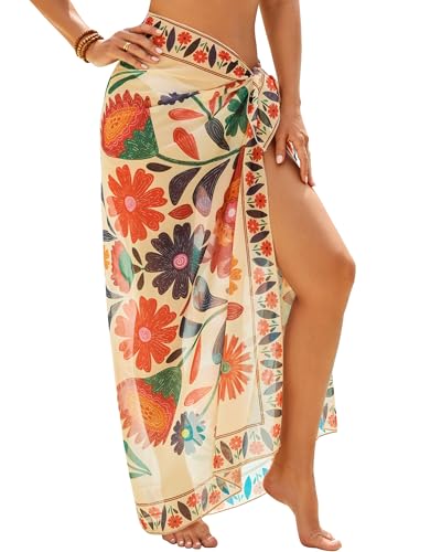 Womens Beach Cover Up Chiffon Sheer Bikini Beach Swimsuit Coverup Sarong Pareo Wraps for Women
