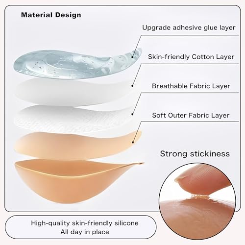 MITALOO Seamless Adhesive Bra Sticky Strapless Invisible Push up Bras Silicone Backless Nipple Cover for Women