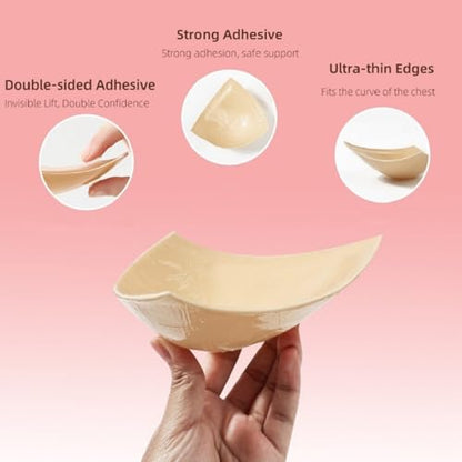 DEPOVOR Large Size Double-Sided Sticky Inserts Lightly Padded for D+ Cups, Reusable Adhesive Lifting Bras for Large Bust