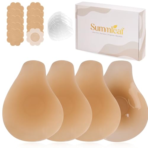 Push Up Sticky Bra, Invisible Adhesive Nipple Covers with Lift Tape (2 Pairs)