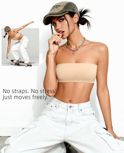 Upushall Strapless Bandeau Bras for Women Seamless Comfort Wireless Bralettes Non-Padded Tube Bra