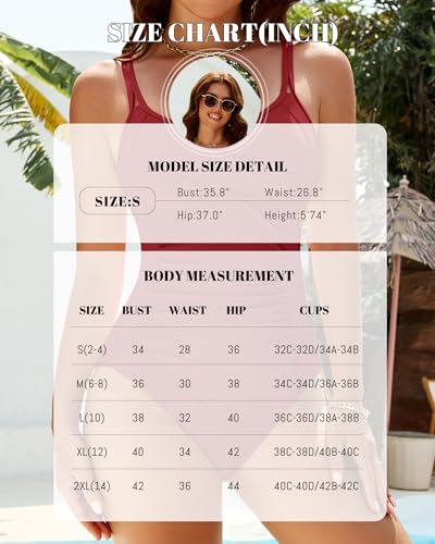 Slimming Tummy Control Swimsuits for Women Front Cross Push Up One Piece Bathing Suits Full Coverage Swimwear