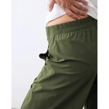 Women Barrel Travel Pants Elastic Waistband Tapered Leg Baggy Mid Rise Work Trousers Lounge Pant with Pockets
