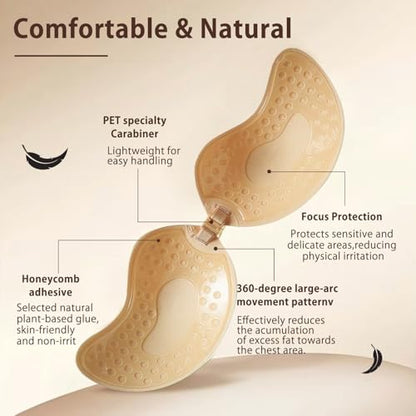 2 Pcs Strapless Sticky Push-Up Bra for Women,Adhesive Invisible Backless Nipple Covers