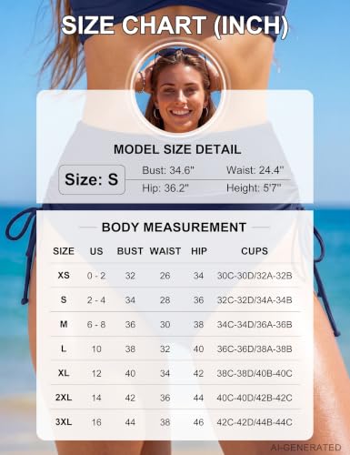 Women's High Waisted Bikini Bottoms Full Coverage Tummy Control Swim Bottom String Tie Side Tankini Brief
